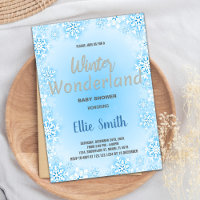 Invitations de douche pour bébé d'hiver Blue Snow 