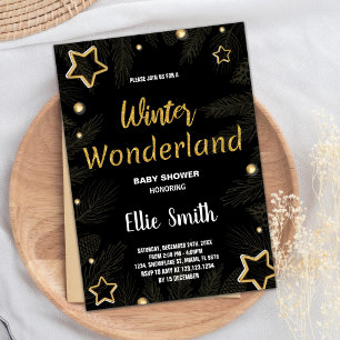 Invitations de douche pour bébé d'hiver Golden Sta