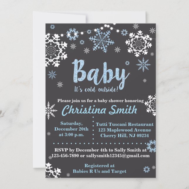Invitations de douche pour bébé d'hiver pour un ga (Devant)