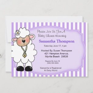 Invitations de douche pour bébé en agneau (violet)