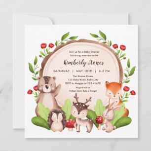 Invitations de douche pour bébé en bois (animaux f