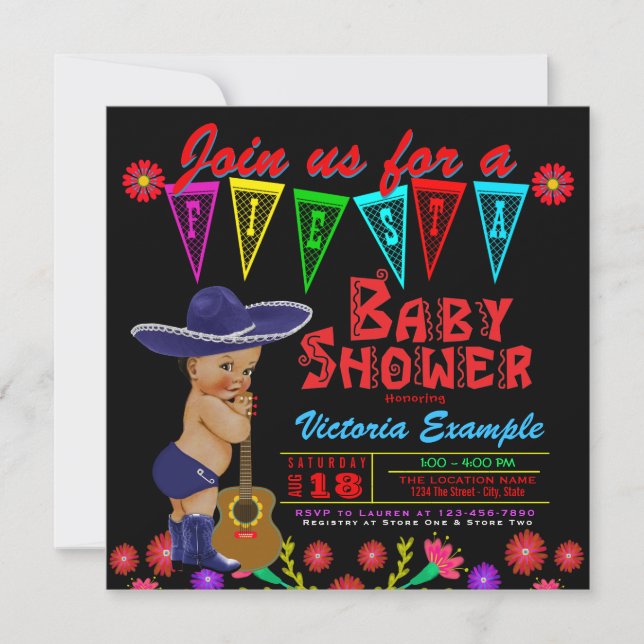 Invitations de douche pour bébé Fiesta mexicain (Devant)