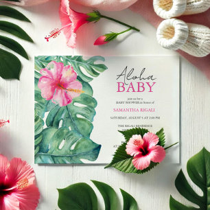 Invitations de douche pour bébé fille Aloha