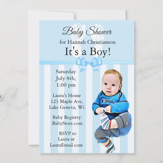 Invitations de douche pour bébé garçon (Devant)