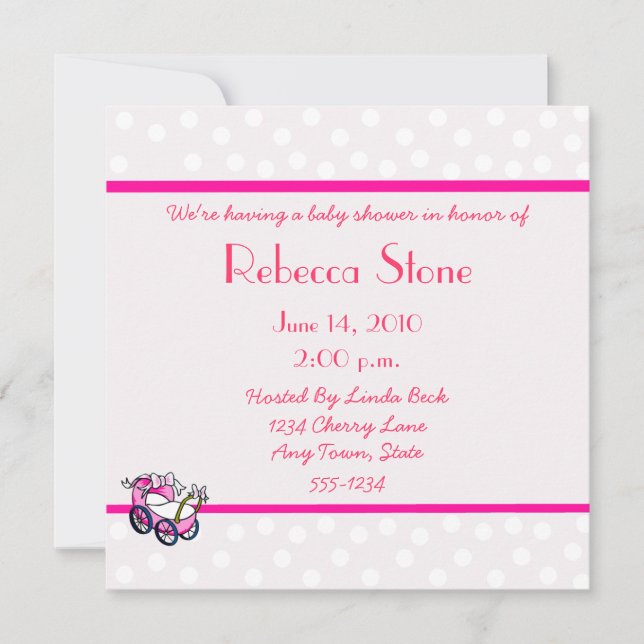 Invitations De Douche Pour Bébé Pour Les Filles (Devant)