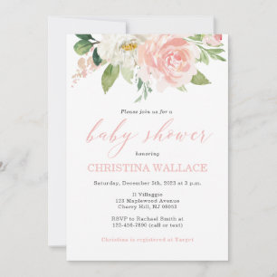 Invitations de douche pour bébé rose pâle