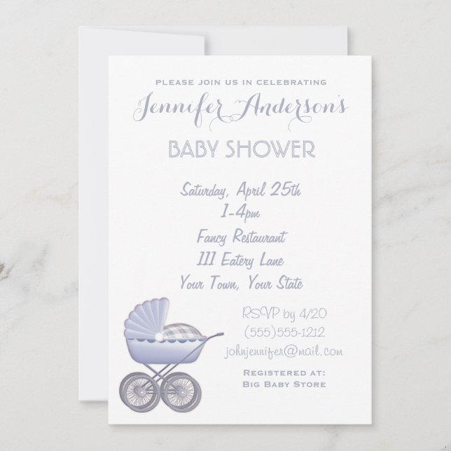 Invitations de douche pour bébé Unisex simple et c (Devant)