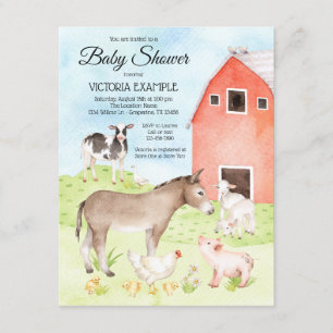 Invitations de douche pour bébés animaux de ferme