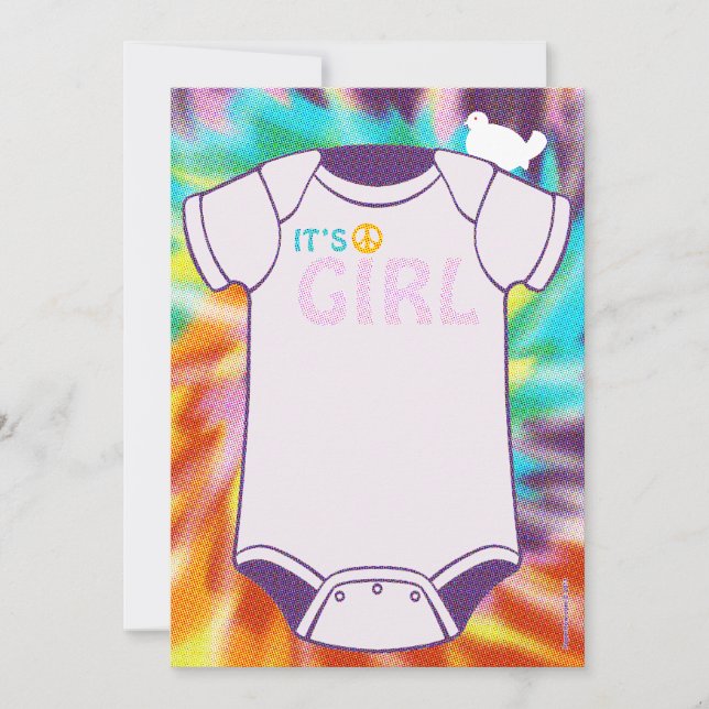 Invitations de douche pour bébés Tie Dye (Devant)