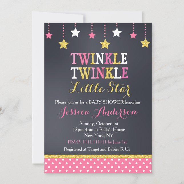 Invitations de douche pour bébés Twinkle Little St (Devant)