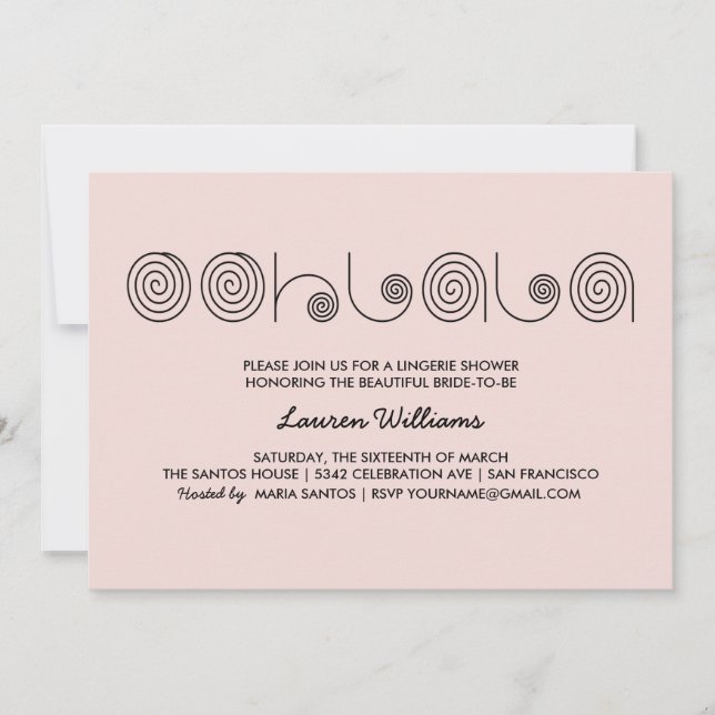 Invitations De Douche Rose Lingerie Ooh La La (Devant)