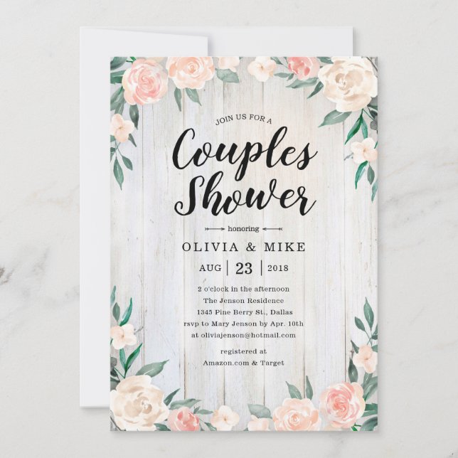Invitations de douche Rustique Couples (Devant)