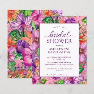 Invitations de douche tropicale florale