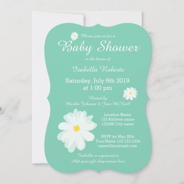 Invitations de douches bébé arrière - plan couleur (Devant)