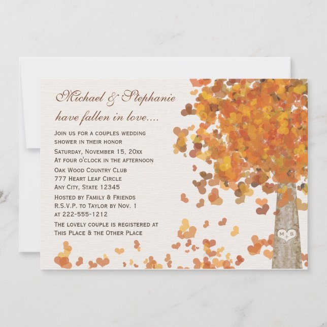 Invitations de douches Couples d'automne d'arbre s (Devant)