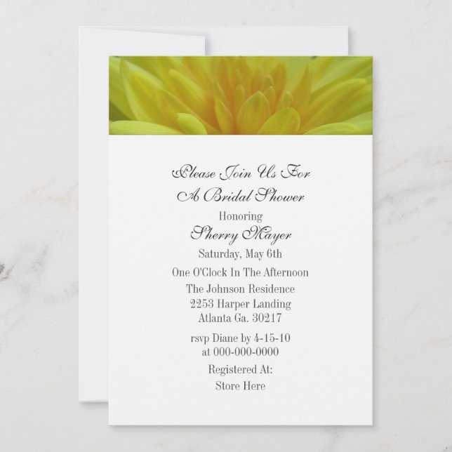 Invitations de douches de maman du Jardin Jaune (Devant)