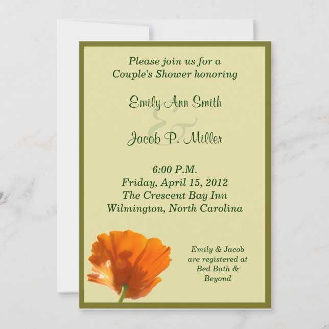 Invitations de douches d'un couple de coquelicots  (Devant)