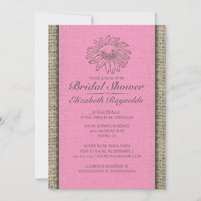 Invitations de douches en dentelle Vintage rose (Devant)
