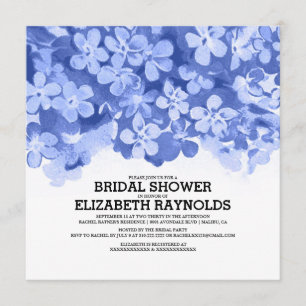 Invitations de douches nuptiales à fleurs bleues d