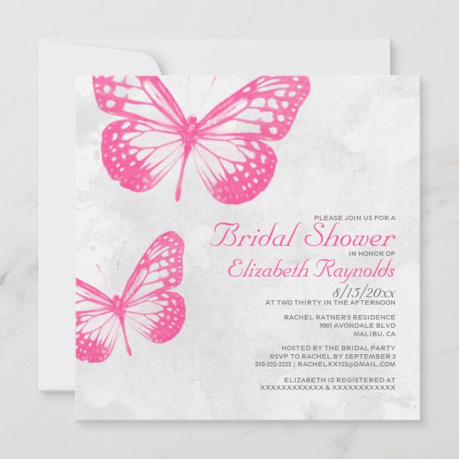 Invitations de douches nuptiales à papillon (Devant)