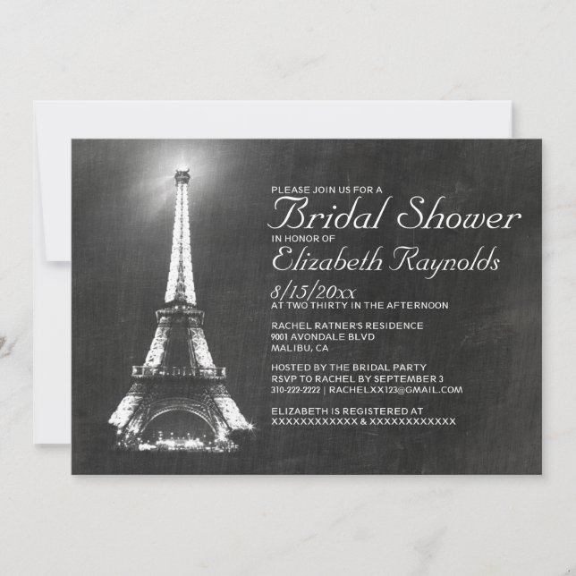 Invitations de douches nuptiales à Paris (Devant)