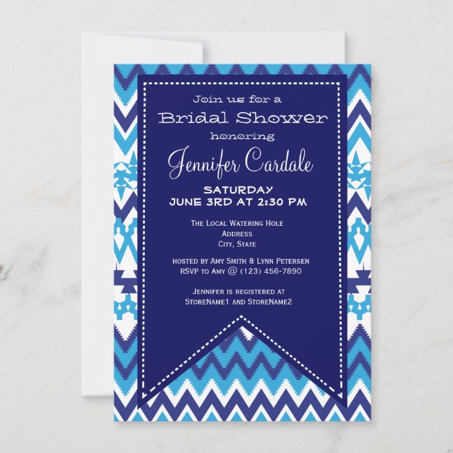 Invitations de douches nuptiales audacieuses Blue  (Devant)
