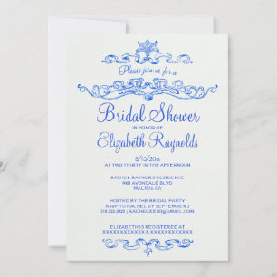 Invitations de douches nuptiales bleues de luxe