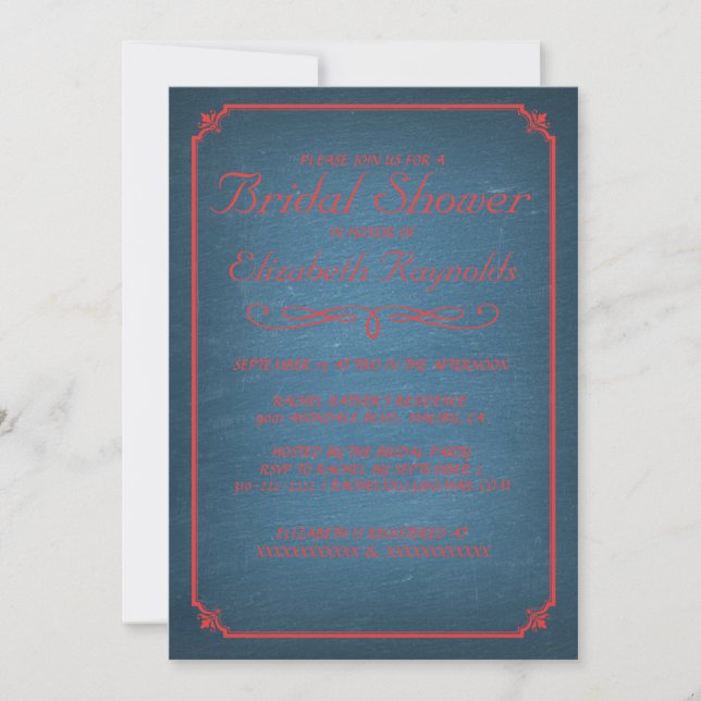Invitations de douches nuptiales bleues et rouges  (Devant)