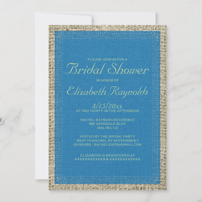 Invitations de douches nuptiales Blue & Green Burl (Devant)