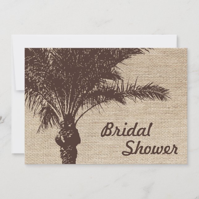 Invitations de douches nuptiales Brown Burlap Palm (Devant)