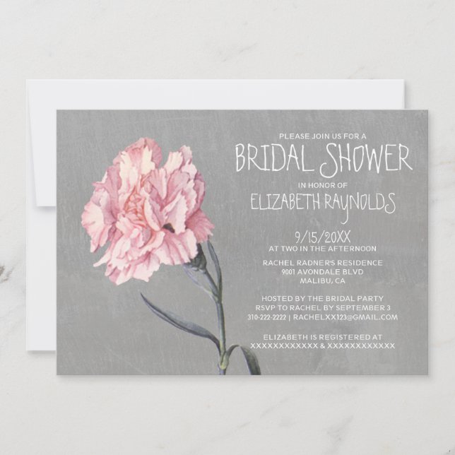 Invitations de douches nuptiales Carnations (Devant)