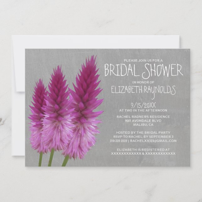 Invitations de douches nuptiales Celosia (Devant)