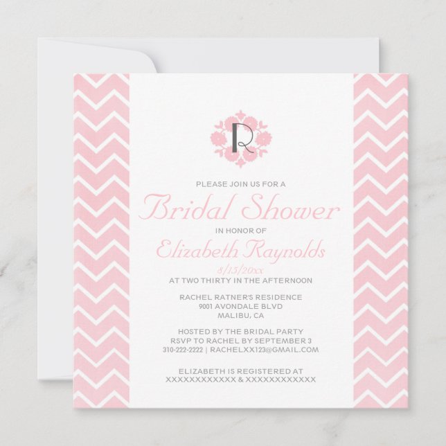 Invitations de douches nuptiales Chevron (Devant)
