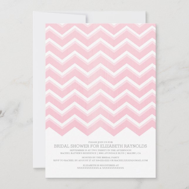 Invitations de douches nuptiales Chevron Zigzag (Devant)