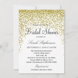 Invitations de douches nuptiales Confetti Gold Par
