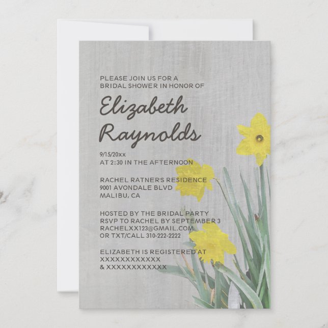Invitations de douches nuptiales Daffodil Vintages (Devant)