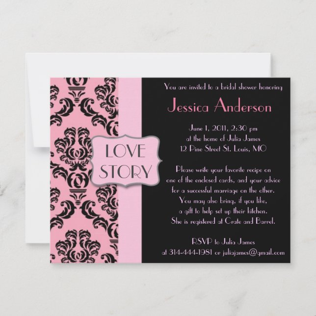 Invitations de douches nuptiales Damas françaises  (Devant)