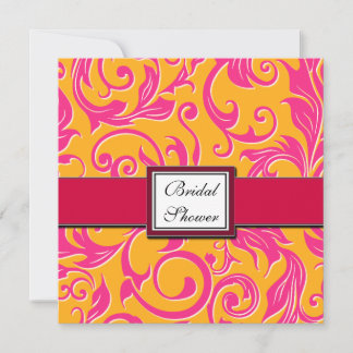 Invitations de douches nuptiales Damas Orange et r
