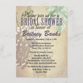 Invitations de douches nuptiales dans le vignoble