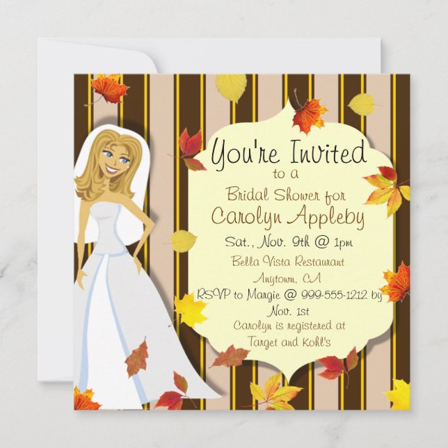 Invitations de douches nuptiales d'automne personn (Devant)