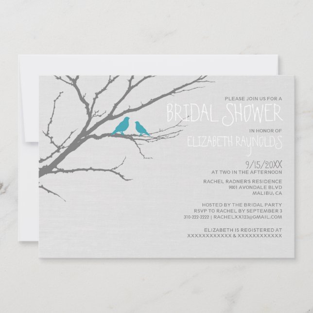 Invitations de douches nuptiales de branche d'arbr (Devant)
