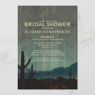 Invitations de douches nuptiales de cactus rustiqu