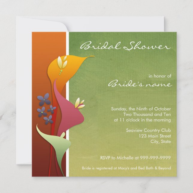 Invitations de douches nuptiales de Calla Lily (Devant)