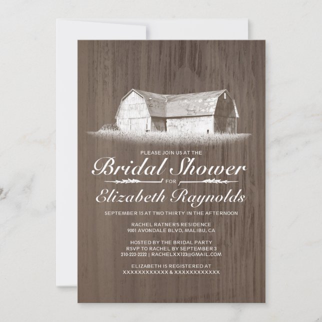 Invitations de douches nuptiales de ferme modernes (Devant)