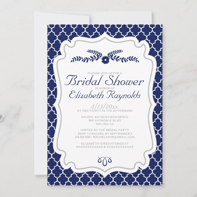 Invitations de douches nuptiales de la Marine Blue (Devant)