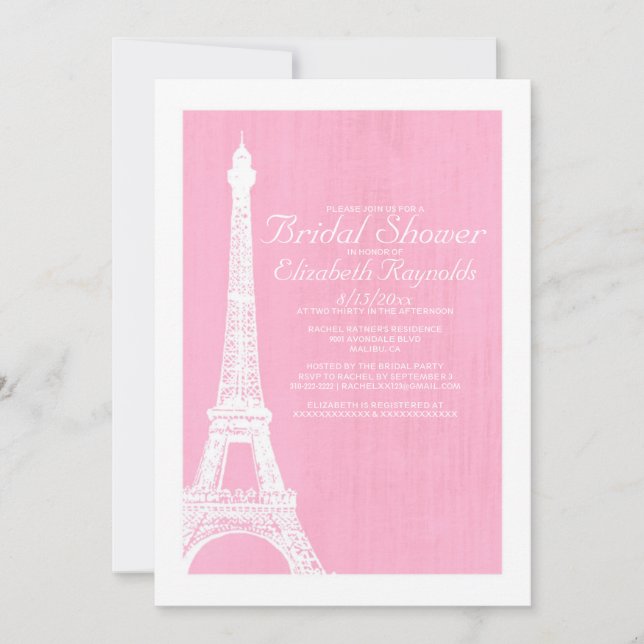 Invitations de douches nuptiales de la Tour Eiffel (Devant)