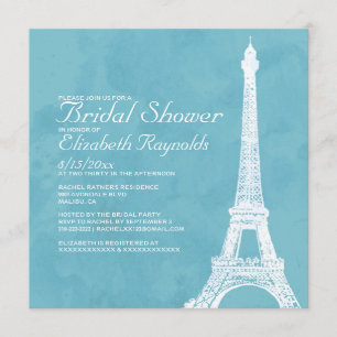 Invitations de douches nuptiales de la tour Eiffel