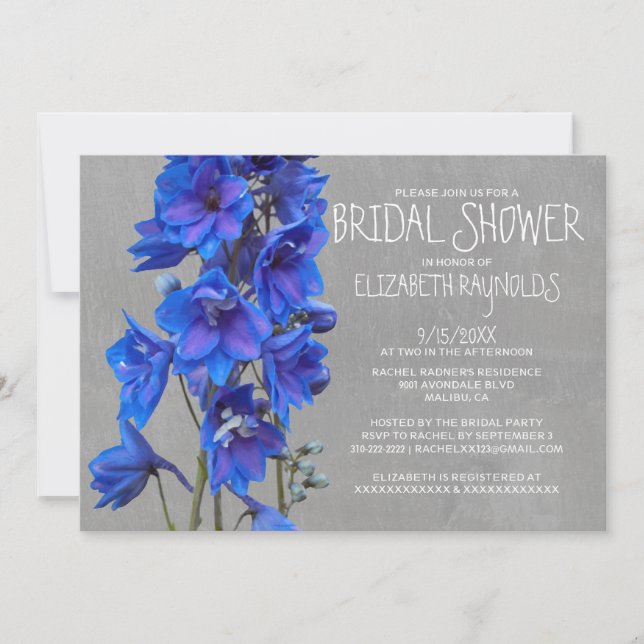 Invitations de douches nuptiales de Larkspur (Devant)