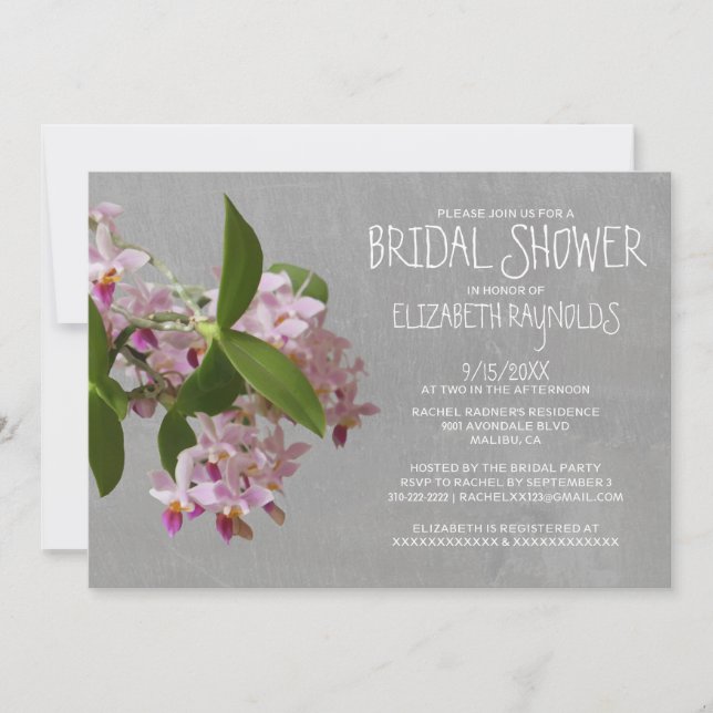 Invitations de douches nuptiales de l'orchidée de  (Devant)