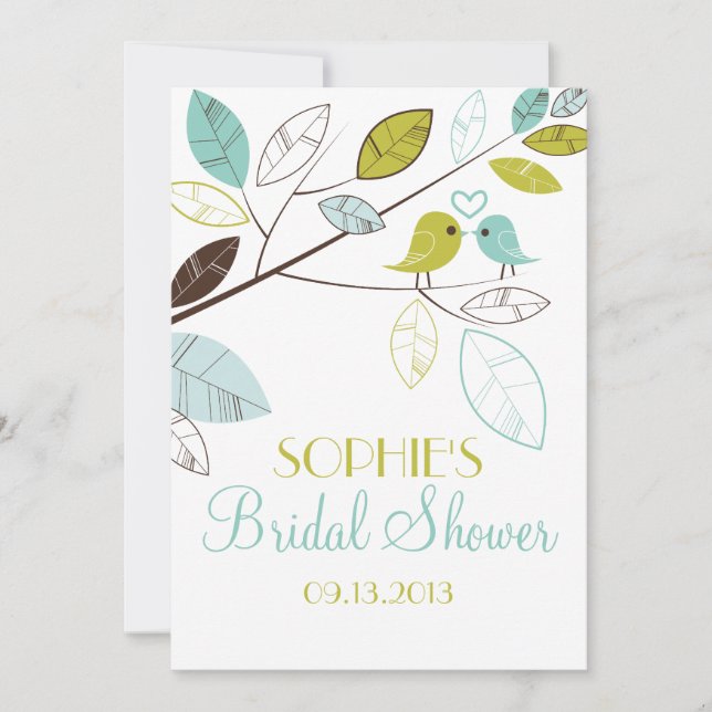 Invitations de douches nuptiales de Lovebirds vert (Devant)